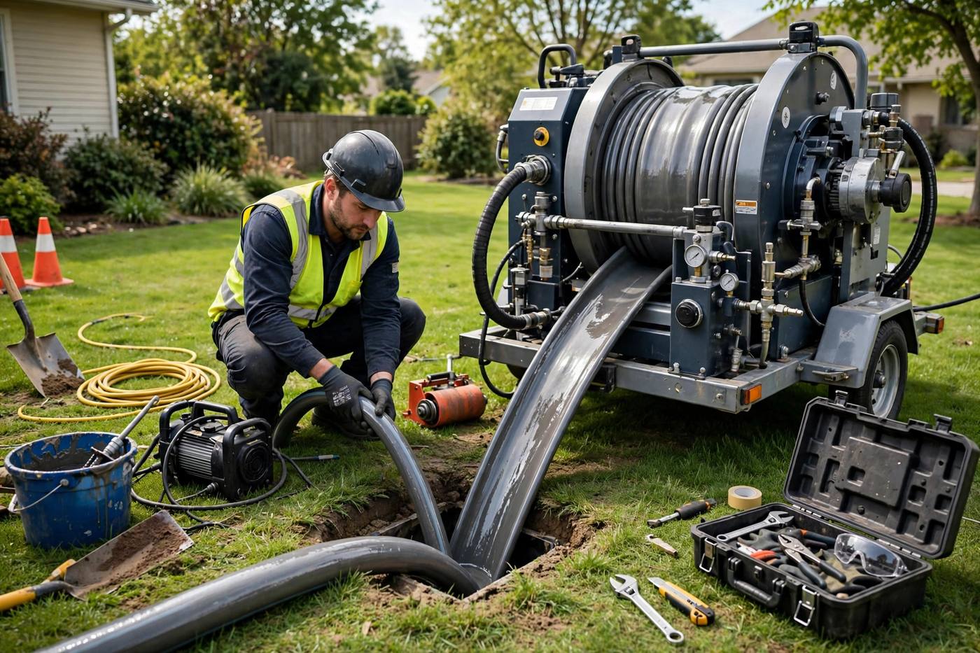 Cured-in-place pipe liner being installed through a small access point